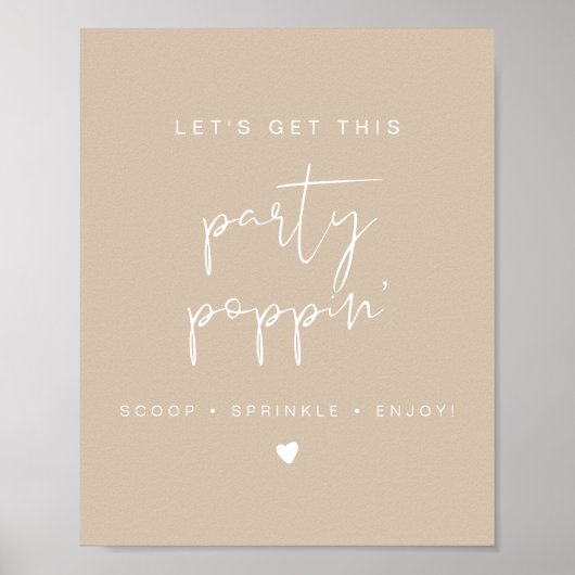 INDIE Modern Boho Popcorn Bar Wedding Sign Poster (Vorne)