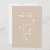 INDIE Simple Bohemisch Beige Cream Guest Book Sign Einladung (Vorderseite)