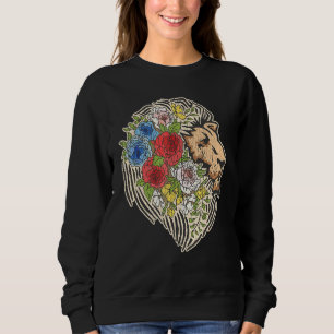 Indie-Stil Löwen Blumen Cute Hipster-Outfit Männer Sweatshirt