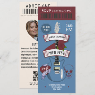 Indie-Twilight-Rock-’n’-Roll-Hochzeitsticket Einladung