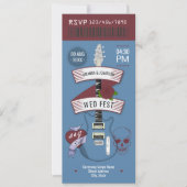 Indie Twilight Rock ’n’ Roll Wedding Ticket Einladung (Vorderseite)