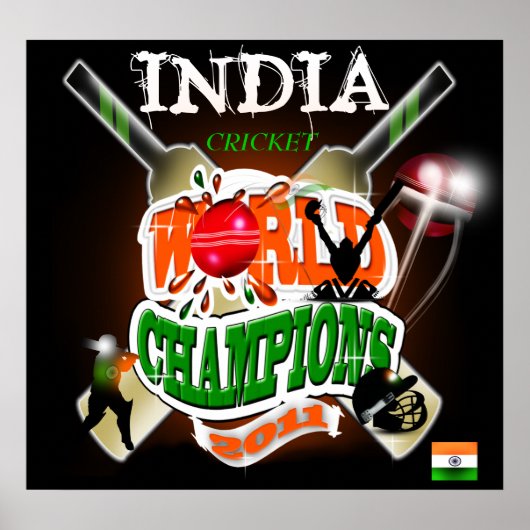Indien 2011 Champions der ICC Cricket Weltmeisters Poster (Vorne)