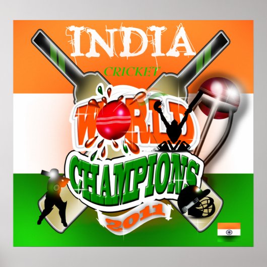 Indien 2011 Champions der ICC Cricket Weltmeisters Poster (Vorne)