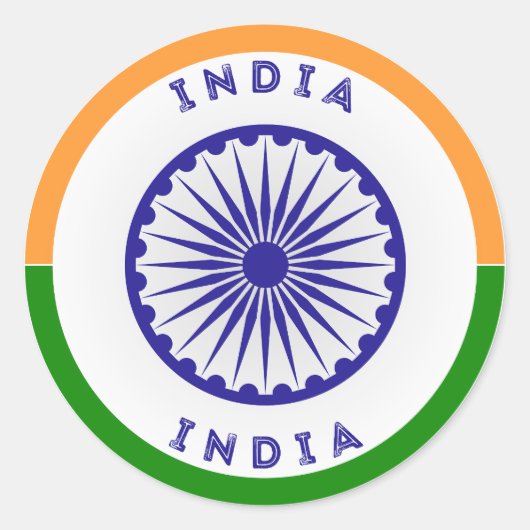 Indien Ashoka Chakra Circle Shape Runder Aufkleber (Vorderseite)