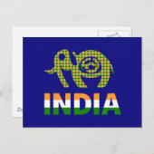 Indien, bemalter Elefant Postkarte (Vorne/Hinten)