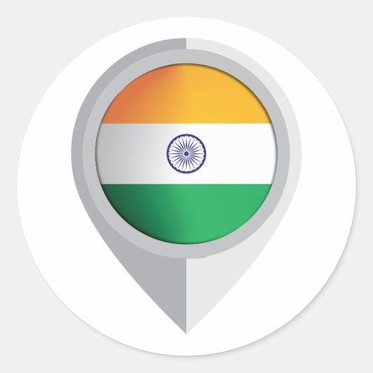 Indien Button Location Flag Runder Aufkleber (Vorderseite)