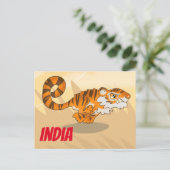 Indien Cartoon Tiger Postkarte (Stehend Vorderseite)