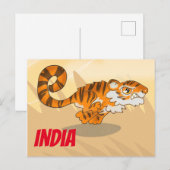 Indien Cartoon Tiger Postkarte (Vorne/Hinten)