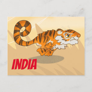Indien Cartoon Tiger Postkarte