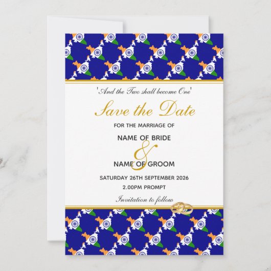 INDIEN Christliche Hochzeit Special Celebration BL Save The Date (Vorderseite)