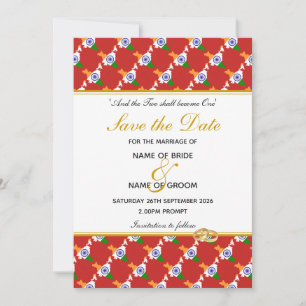 INDIEN Christliche Hochzeits-Sonderfeier ROT Save The Date
