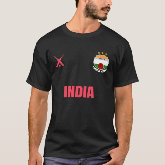 INDIEN Cricket Fan Abzeichen T-Shirt (Vorderseite)