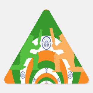 Indien Cricket Geist: Abstrakte Gestaltung Dreieckiger Aufkleber