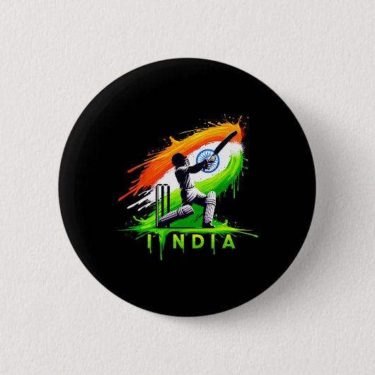 Indien Cricket Indischer Cricket Fan Button (Vorderseite)
