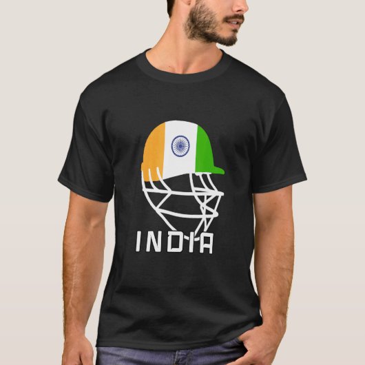 Indien Cricket-Lüfter Helm Indien Cricket-Spieler T-Shirt (Vorderseite)