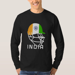 Indien Cricket-Lüfter Helm Indien Cricket-Spieler T-Shirt