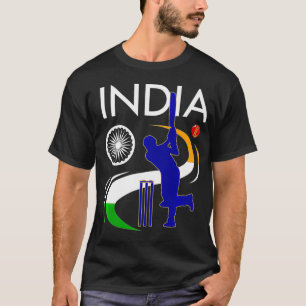 Indien Cricket mit indischer Flagge Brush Stroke P T-Shirt