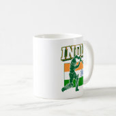 Indien Cricket mit indischer Flagge Geschenk Kaffeetasse (VorderseiteRechts)