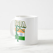 Indien Cricket mit indischer Flagge Geschenk Kaffeetasse (Vorderseite Links)