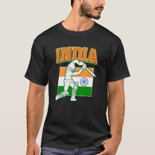 Indien Cricket mit indischer Flagge Geschenk T-Shirt