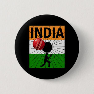 Indien Cricket Mit Indischer Flagge Pinselstrich A Button