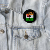 Indien Cricket Mit Indischer Flagge Pinselstrich A Button (Beispiel)