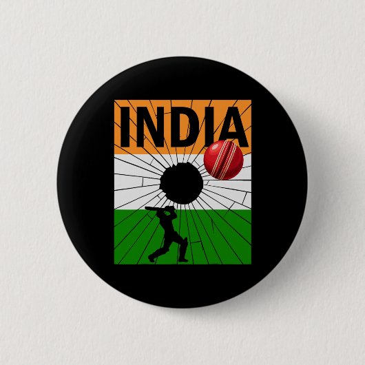 Indien Cricket Mit Indischer Flagge Pinselstrich A Button (Vorderseite)