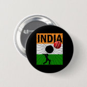 Indien Cricket Mit Indischer Flagge Pinselstrich A Button (Vorne & Hinten)