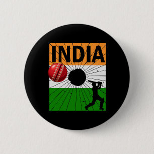 Indien Cricket Mit Indischer Flagge Pinselstrich A Button
