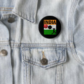 Indien Cricket Mit Indischer Flagge Pinselstrich A Button (Beispiel)
