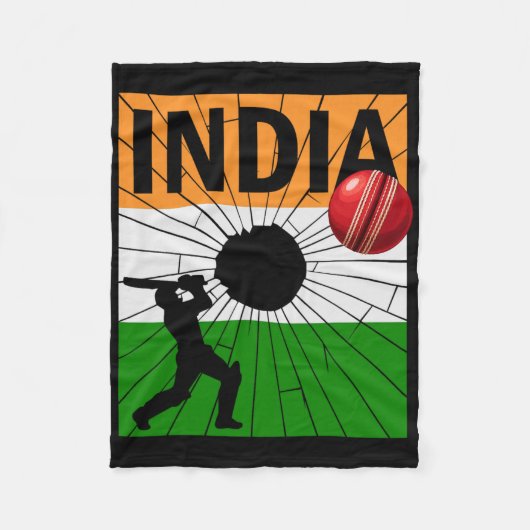 Indien Cricket mit indischer Flagge Pinselstrich A Fleecedecke (Vorderseite)