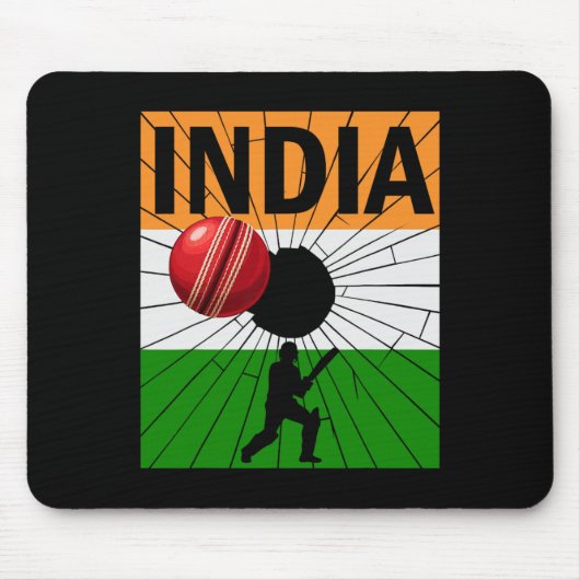 Indien Cricket Mit Indischer Flagge Pinselstrich A Mousepad (Vorne)
