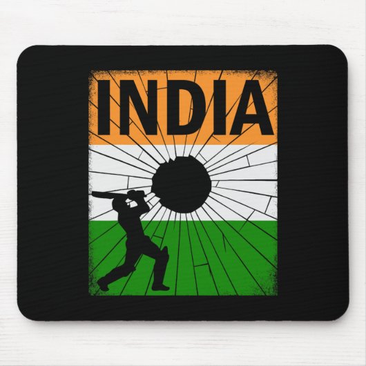 Indien Cricket Mit Indischer Flagge Pinselstrich A Mousepad (Vorne)