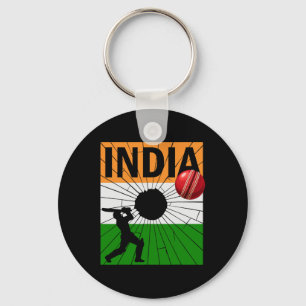 Indien Cricket Mit Indischer Flagge Pinselstrich A Schlüsselanhänger