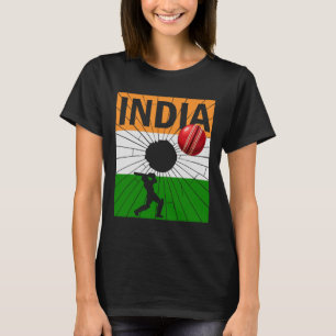 Indien Cricket Mit Indischer Flagge Pinselstrich A T-Shirt