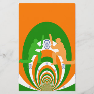 Indien Cricket Spirit: Abstraktes Design Briefpapier