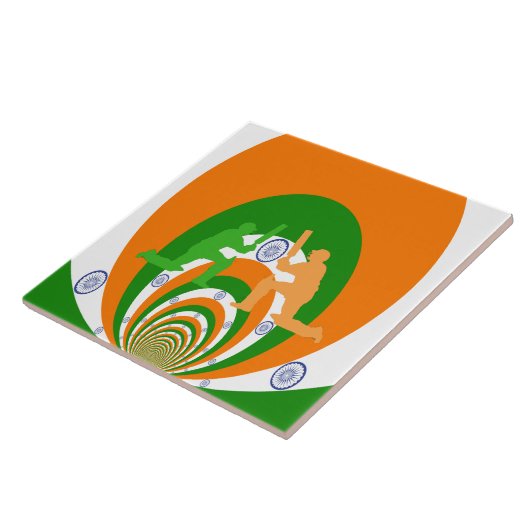 Indien Cricket Spirit: Abstraktes Design Fliese (Seite)