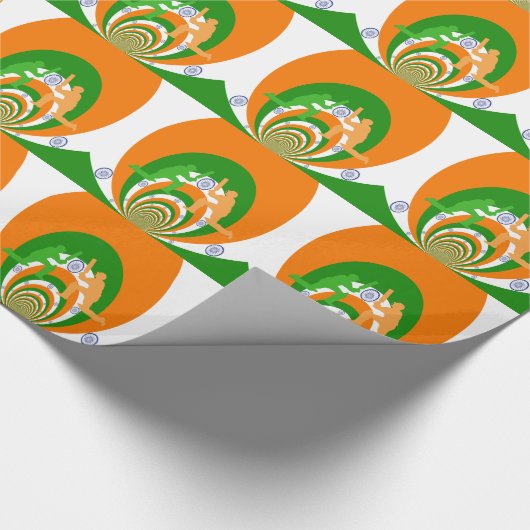 Indien Cricket Spirit: Abstraktes Design Geschenkpapier (Ecke)