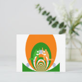 Indien Cricket Spirit: Abstraktes Design Postkarte (Stehend Vorderseite)