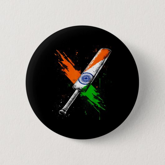 Indien Cricket T Cricket Krieger Britische Flagge Button (Vorderseite)