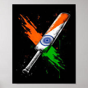Indien Cricket T Cricket Krieger Britische Flagge  Poster