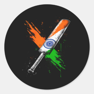 Indien Cricket T Cricket Krieger Britische Flagge  Runder Aufkleber
