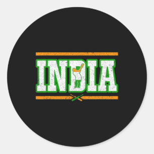 Indien Cricket T-Shirt Indische National Cricket T Runder Aufkleber