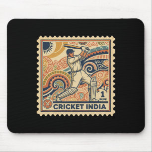 Indien Cricket Vintage Stempel Rupie mit Paisley-K Mousepad