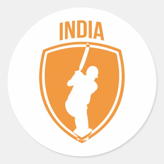 Indien Cricket-Wappen Runder Aufkleber (Vorderseite)