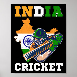 Indien Cricketspieler Flagge Trikot Indische Sport Poster