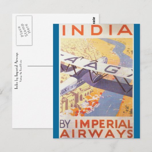 Indien durch Imperial Airways Postkarte (Vorne/Hinten)