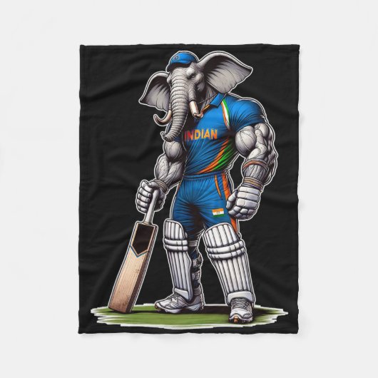 Indien Elefant Cricket Spieler Cricketer Fleecedecke (Vorderseite)