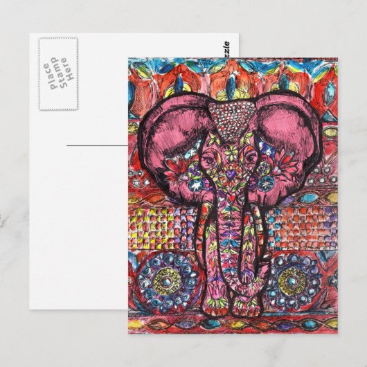 Indien Elephant Postcard Postkarte (Vorne/Hinten)