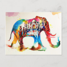 Indien Elephant Vintage Travel Liebe Wassercolor